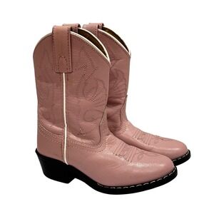 Masterson Boot Co Kids Pink Leather Cowboy Western Boots Size 11 M Style RE2002